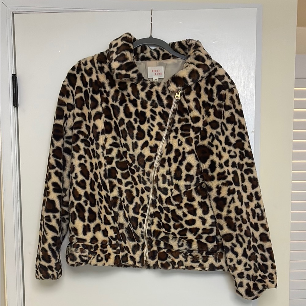 First Love Animal Print Faux Fur Coat